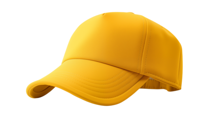A single yellow baseball cap isolated on transparent background	