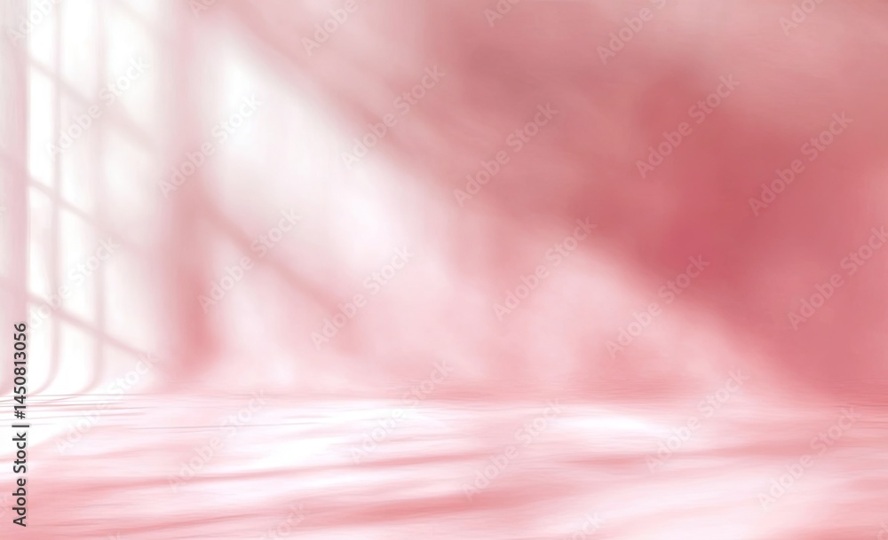 Poster soft pink backdrop with window light effects on surface, gentle abstract pattern