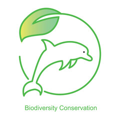Vector icon for Biodiversity Conservation with Natural Ecosystem. Symbol of interconnected plants and animals emphasizing the preservation of ecosystems and biodiversity.