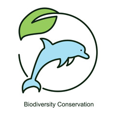 Vector icon for Biodiversity Conservation with Plant and Animal Symbols. Illustration featuring a plant and a rabbit, representing the coexistence of flora and fauna in ecosystems.