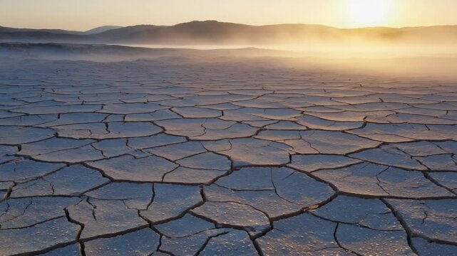 Time Lapse area of cracked soil caused by long draught Dry landscape with crack pattern caused by lack of water 4k video
