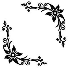 Abstract floral frame with flower and butterfly design shows nature's ornate vector art