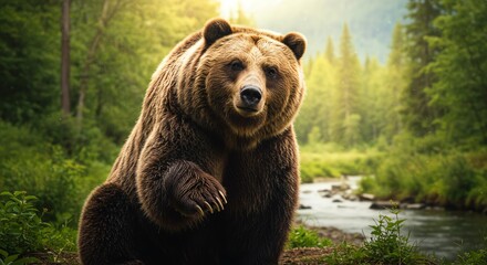 Obraz premium Brown Bear Portrait in the Forest