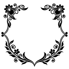 Abstract floral frame with flower and butterfly design shows nature's ornate vector art