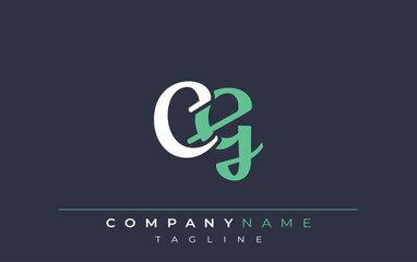 Elegant Stylized CG Lettering Design. Stylish Modern Logo featuring Monogram Letters in White and Teal Shade