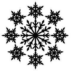 A seamless vector pattern design features a set of floral snowflake illustrations for winter and Christmas decoration