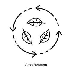 Vector icon for Crop Rotation and Sustainable Farming Techniques. Circular design with arrows showcasing crop diversity for improved yield and soil conservation.
