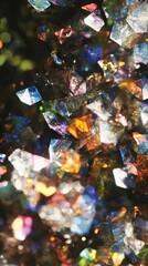 Colorful crystals, sparkling, close-up, abstract background, design use