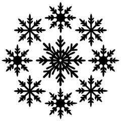 A seamless winter vector design with a set of floral snowflake ornaments for Christmas decoration
