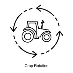 Vector icon for Crop Rotation and Sustainable Farming Techniques. Circular design with arrows showcasing crop diversity for improved yield and soil conservation.