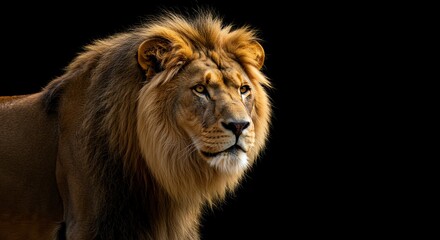 Fototapeta premium Lion Portrait on Black Background