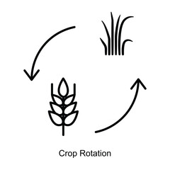 Vector icon for Crop Rotation and Sustainable Farming Techniques. Circular design with arrows showcasing crop diversity for improved yield and soil conservation.