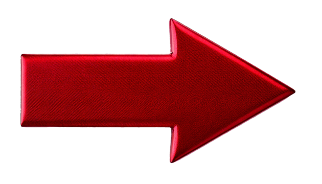 Red Marsala arrow, sleek and bold, pointing left across a pristine white transparent background, symbolizing direction and purpose. The arrow’s deep hue contrasts sharply with the clarity of its backg
