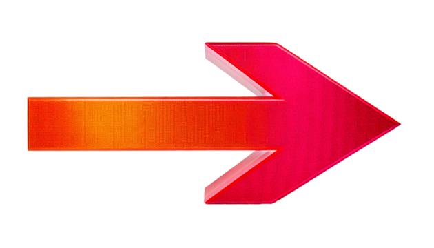 
Arrow, direction, navigation, symbol, guidance—this vibrant pink-orange arrow points confidently to the left, standing out sharply against a clean, white transparent background, isolated for clear, v