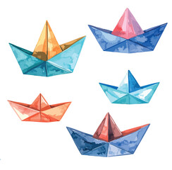 paper boat set for design and creativity, summer paper boats, vacation