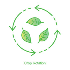 Vector icon for Crop Rotation with Circular Arrow Design. Highlights soil enrichment and sustainable farming practices through dynamic crop rotation symbols.