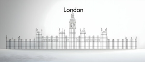Obraz premium Abstract Black And White Line Drawing Of London Skyline