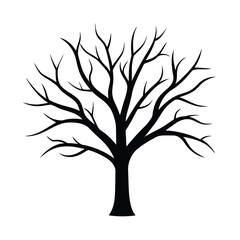 Fototapeta premium Minimal Bare Tree Branches Silhouette Vector Illustration