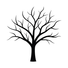 Winter Bare Tree Silhouette Vector Illustration