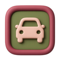 Car icon in playful style on green background  
