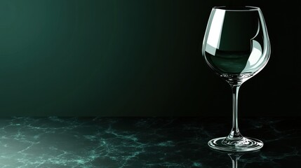 Empty wine glass on dark marble.