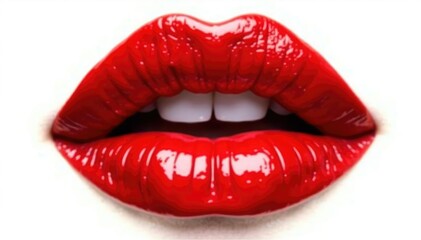 Bold red lips, pure white isolated background, clean, beauty shot, fashion photography