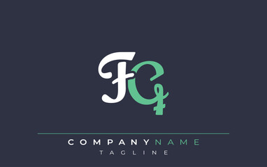 Elegant Stylized FQ Lettering Design. Stylish Modern Logo featuring Monogram Letters in White and Teal Shade