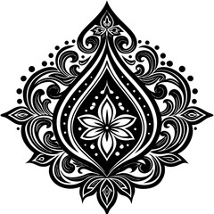 A vintage black and white floral pattern with ornate swirls and decorative elements forms an abstract art illustration vintage black and white floral pattern with ornate swirls and decorative element