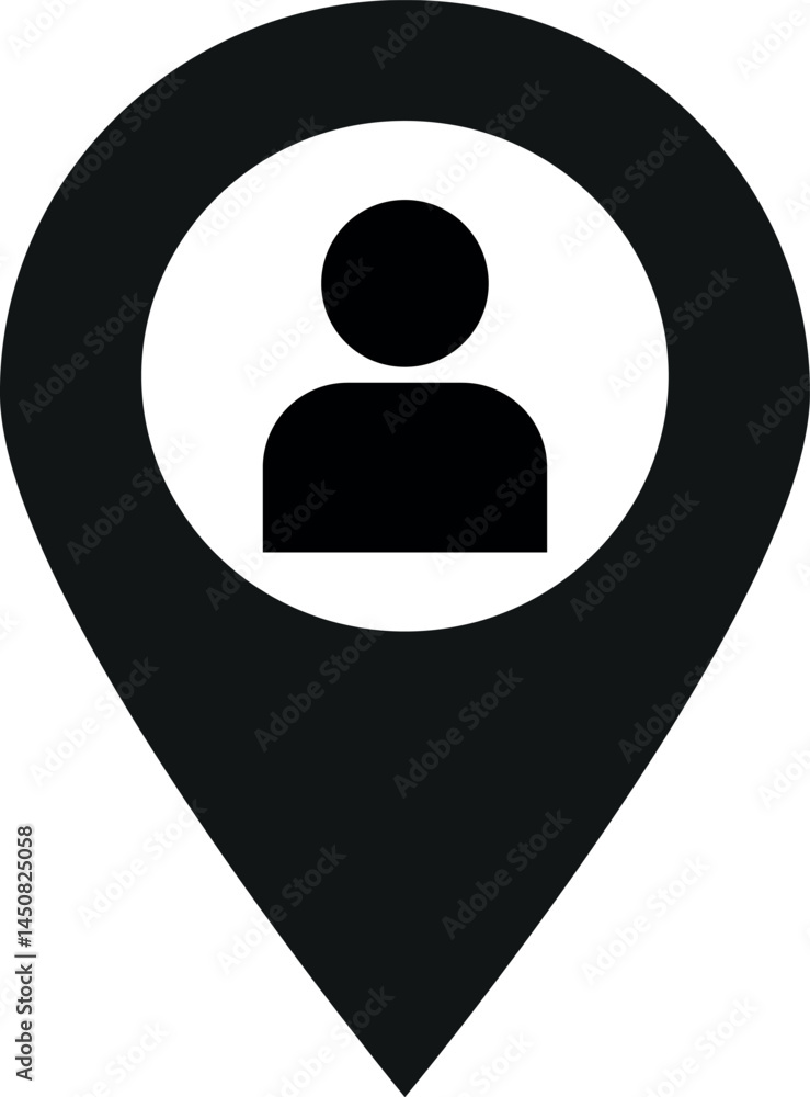 Poster user location map pin icon . map pointer with user icon . person location icon . vector illustration