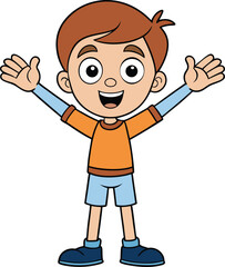 Joyful Young Boy in a Vibrant Pose mascot logo design