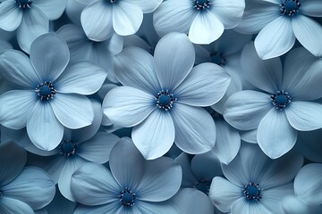 Close-up of many light blue flowers