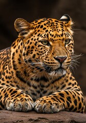 Obraz premium Leopard Resting with Spotted Fur Portrait