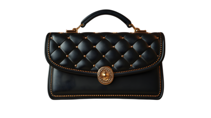 Black leather purse, 3D rendering, cartoon plastic style icon, isolated on white background