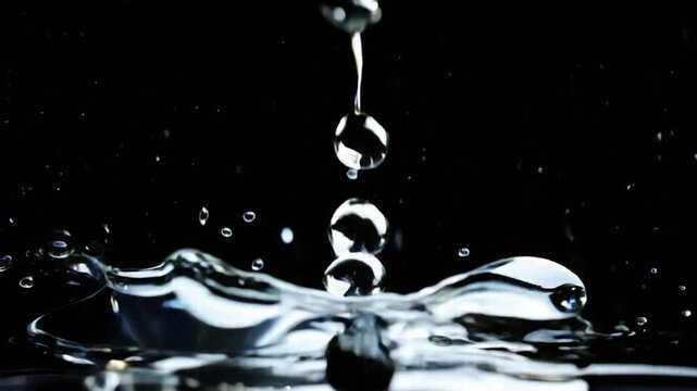 上から水滴が落ちてはじける