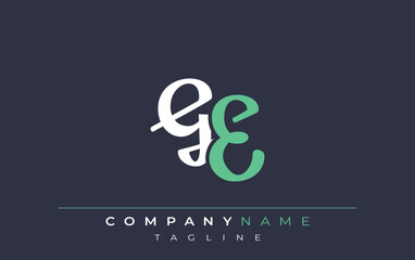Elegant Stylized GE Lettering Design. Stylish Modern Logo featuring Monogram Letters in White and Teal Shade