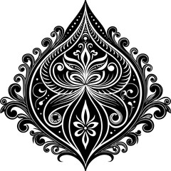 A vintage black and white floral pattern with ornate swirls and decorative elements forms an abstract art illustration vintage black and white floral pattern with ornate swirls and decorative element