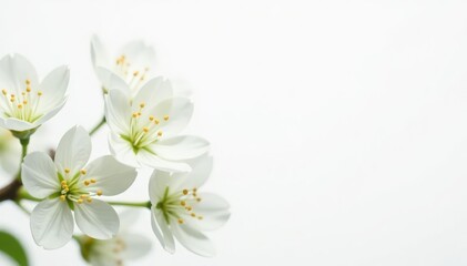 Obraz premium Delicate white flower blossoms against pure white backdrop, serene, delicate