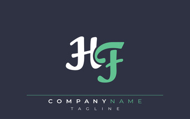 Elegant Stylized HF Lettering Design. Stylish Modern Logo featuring Monogram Letters in White and Teal Shade