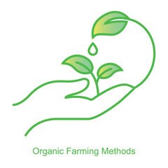 Vector icon for Organic Farming Methods with Leaf and Nature Elements. Focused on pesticide-free farming with plant-based and natural agriculture practices.