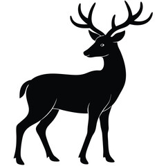Majestic Stag Silhouette Elegant Black and White Deer Illustration