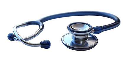 Blue stethoscope icon. 3D rendering isolated on white background. Cartoon plastic style