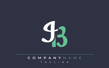 Elegant Stylized IB Lettering Design. Stylish Modern Logo featuring Monogram Letters in White and Teal Shade