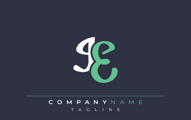 Fototapeta premium Elegant Stylized IE Lettering Design. Stylish Modern Logo featuring Monogram Letters in White and Teal Shade