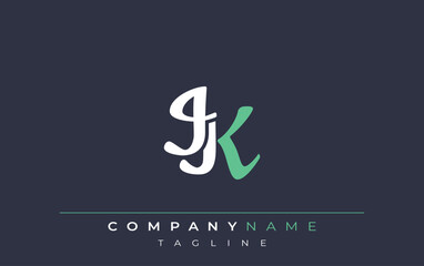 Elegant Stylized IK Lettering Design. Stylish Modern Logo featuring Monogram Letters in White and Teal Shade