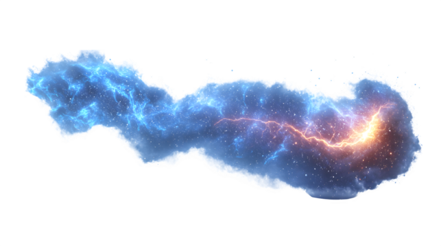 Bright lightning bolt in realistic 3D, isolated on white background