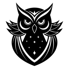 Obraz premium Cosmic Owl mascot logo vector silhouette