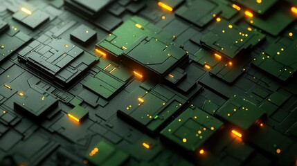 Futuristic circuit board close-up