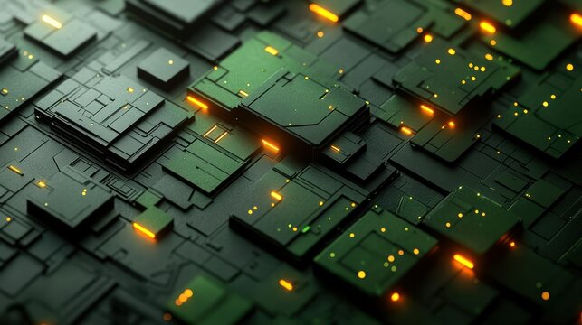 Futuristic circuit board close-up - Powered by Adobe