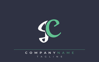 Elegant Stylized JC Lettering Design. Stylish Modern Logo featuring Monogram Letters in White and Teal Shade