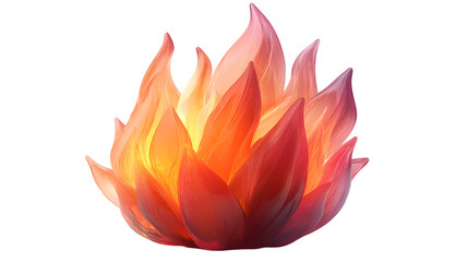 Cartoon flame icon in simple bold 3D design, isolated on white background